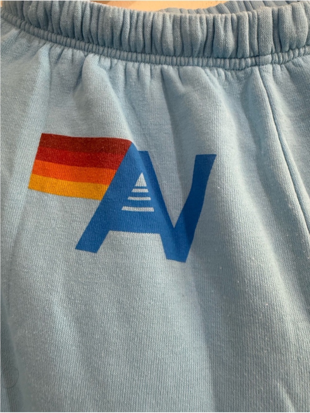 Aviator Nation Sky Blue Joggers with Rainbow Logo & Gradient Side Script unisex - Picture 3 of 5